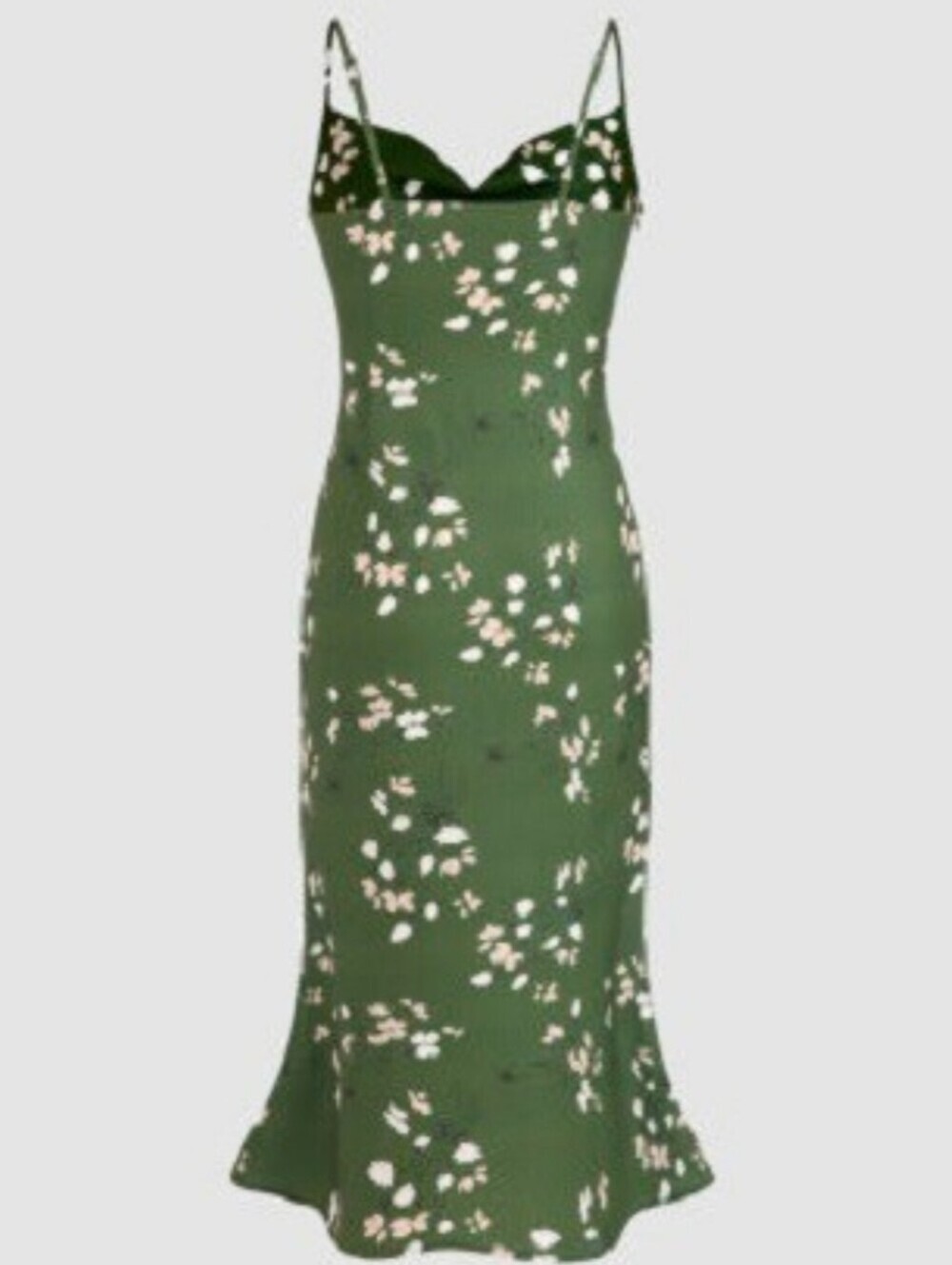 Cider Green Floral Slip Midi Dress with spaghetti straps. - Picture 3 of 6